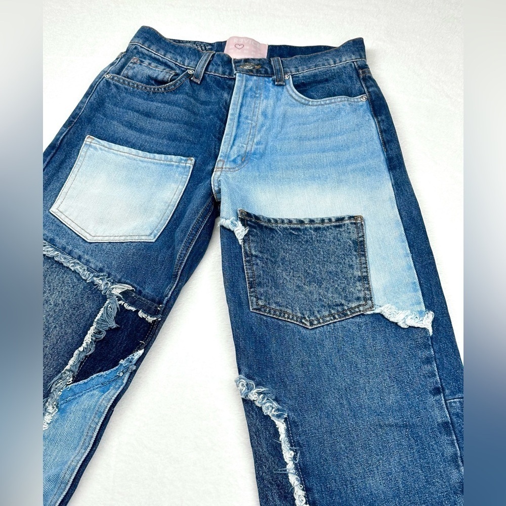 Revice Women’s Matchmaker Love at First Sight 24 Waist Patchwork Fringe Jeans - Picture 9 of 13